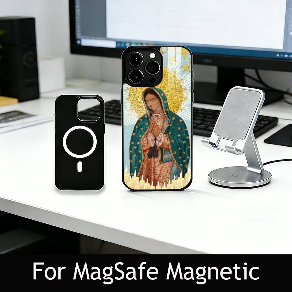 Чехол для телефона V-Дева Мария Небесная Благодать Для iPhone17,16,15,14,13,12,11 Plus,Pro Магнитный Для Magsafe Беспроводной Зарядки