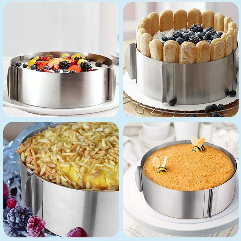 Silver Telescopic Mousse Ring Circle Mold Cake Mould New Heightened Cake Rings  Bakeware