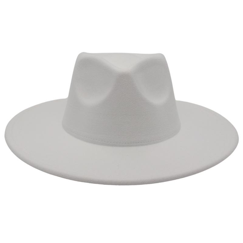 Женское пальто с цилиндром с широкими полями и шляпой, фетровая шляпа, однотонная кашемировая джазовая шляпа