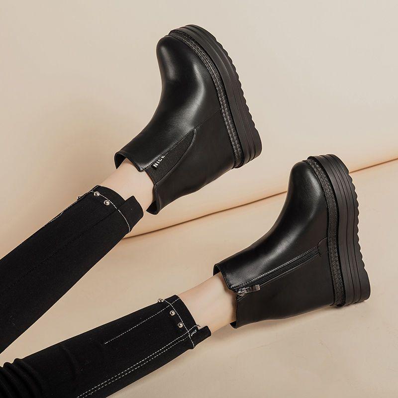 Роскошные брендовые популярные женские ботинки на высокой платформе, модные ботильоны на высоком каблуке, женская черная вечерняя обувь на танкетке, осень 2020