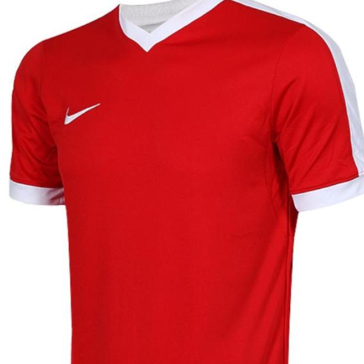 Nike Футболка с коротким рукавом из дышащего быстросохнущего материала с цветным V-образным вырезом для мужчин, цвет красный 725892-657