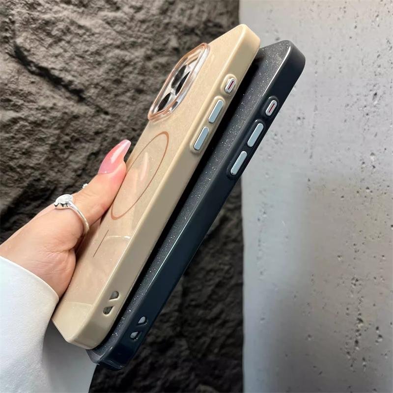 Luxury Bling Glitter For Magsafe Magnetic Case For iPhone 16 15 14 Plus 13 12 11 Pro Max Wireless Charging Shockproof IMD Cover