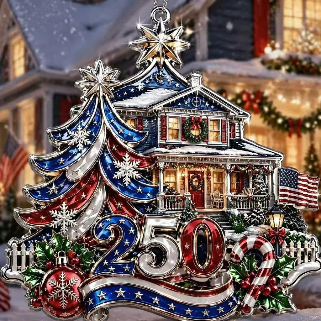 American 250th Anniversary Ornament Christmas American Christmas Ornament 1776-2026 Holiday Hanging Decor Hanging For Gift Wrap