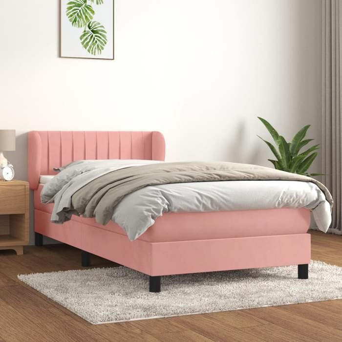 Maison Exclusive - Sommier à lattes de lit avec matelas Rose 90x200 cm Velours