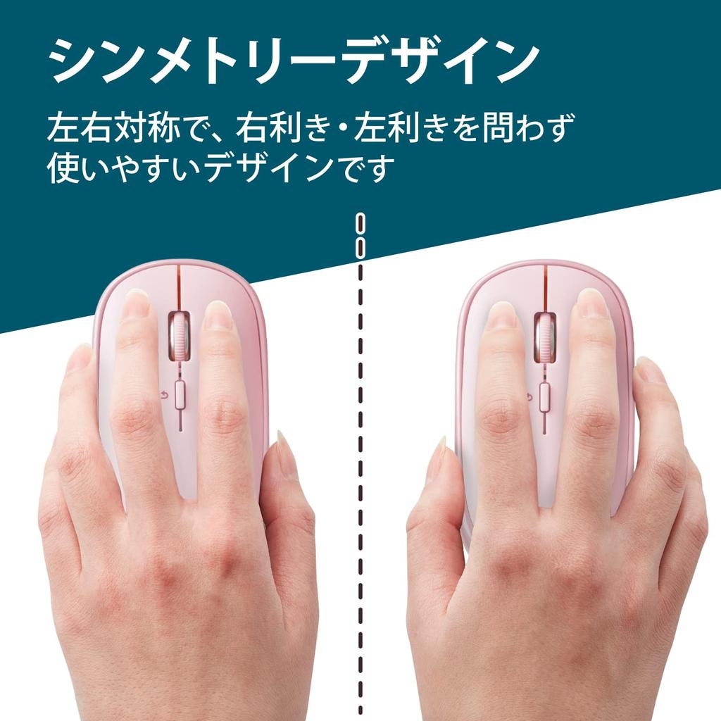 Мышь ELECOM Bluetooth беспроводная мышь Slint бесшумная тонкая мобильная 4 кнопки перезаряжаемая подключаемая к 3 устройствам розовая размер M многопарная M-TM15BBPN