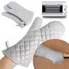 Oven Mitts With Non-Slip Silicone Printed Cotton Glove 1 Pair of Extra Long Professional Cooking Baking Grilling Tools Kitchen