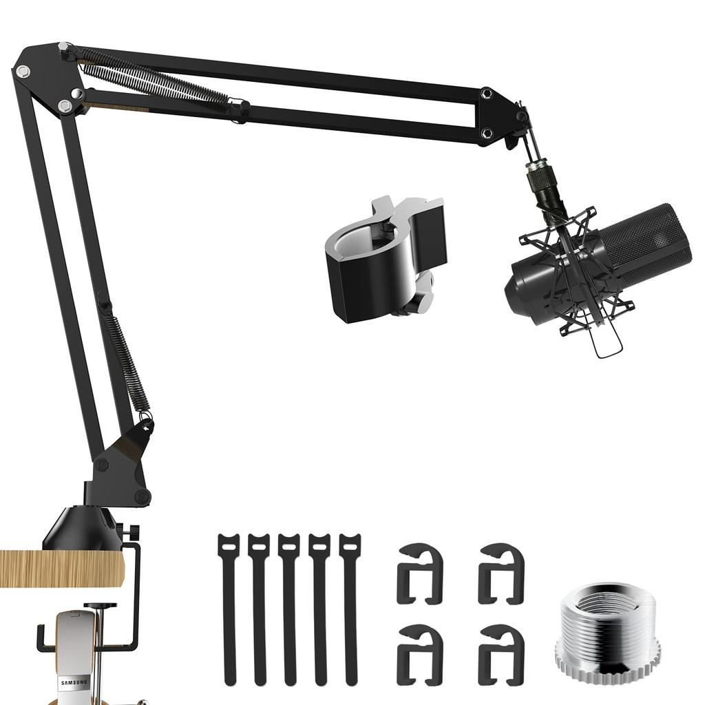 Стойка для микрофона Giecy, стойка для микрофонной стрелы, стойка для микрофонной стойки, нагрузка на стойку с зажимом для микрофона, дюйм Совместимо с микрофонами, такими как HyperX