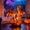 Halloween Night Light Decor Pumpkin Light, Resin LED Dragon Tabletop Lamp, Witch Festive Ornaments Hat Black Cat Crow Lamp for Home Table Mantel Cute