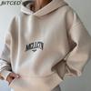 Женский повседневный модный топ с буквенным принтом и длинными рукавами, женская толстовка с капюшоном