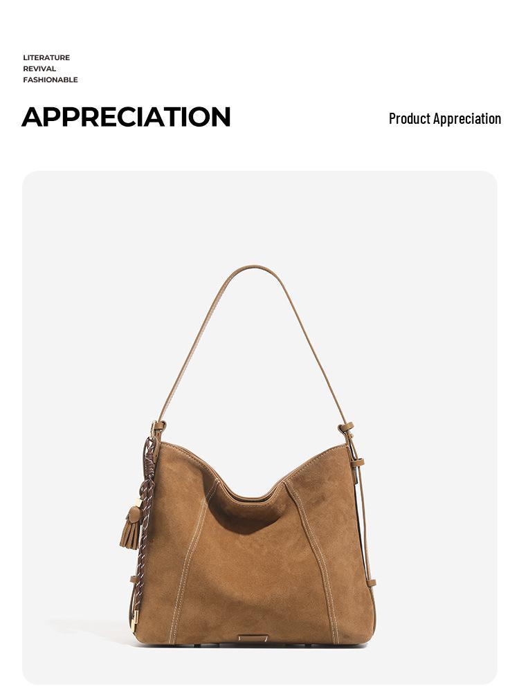 2025 Расслабленная Ретро Замшевая Сумка-Хобо Тоут - Большая Вместимость Сумка через Плечо