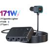 171W Car Charger Adapter 9 In 1 Socket Splitter PD30W/QC 3.0 Independent Switches 12V/24V DC Outlet