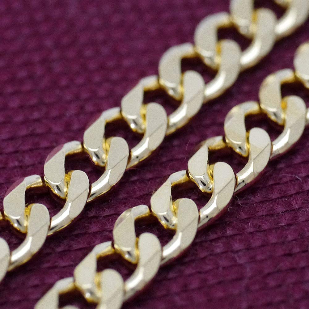 Серебряная цепочка-панцирь Silver One с покрытием из 24-каратного золота из серебра 925 пробы для мужчин, C5 [Золото, 6-гранная огранка, ширина 6 мм, толщина 1,5 мм, длина 50 см] Сделано в Италии
