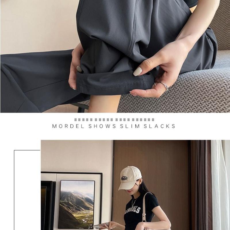 Wide-legged Pants Women's Summer Thin Section Sun Protection Casual Pants Ice Silk Sports Straight High Waist Draped Quick Dry Pants