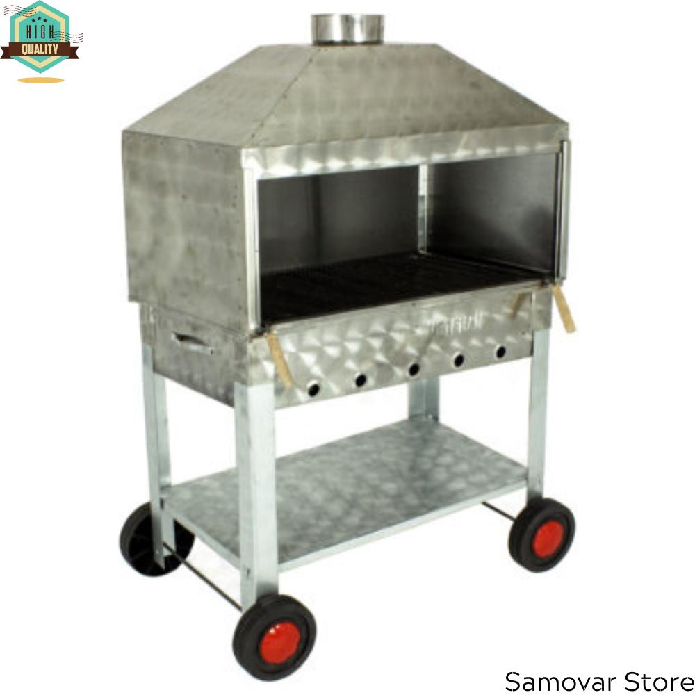 Гриль-гриль с капюшоном, 4 колеса, инструменты для барбекю, набор для гриля из нержавеющей стали, кухонный стейк, еда, барбекю, вечеринка