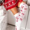 Womens Christmas Thigh High Socks, Snowflake Print Knit Over The Knee Stockings for Fall Winter