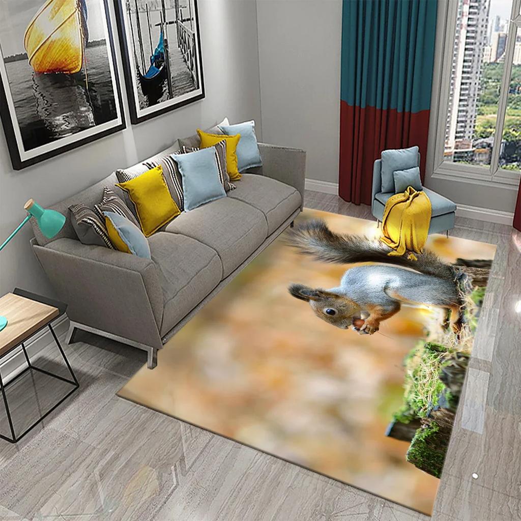 Милый ковер с белкой, забавный коврик для пола с диким животным для декора ванной комнаты, ковер противоскользящий для гостиной, кухни, коврики для ванной комнаты