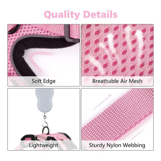 Кошачья шлейка и поводок для прогулок, регулируемый, устойчивый к побегу, жилет для котят, шлейка со светоотражающими полосками для котят средних и больших размеров