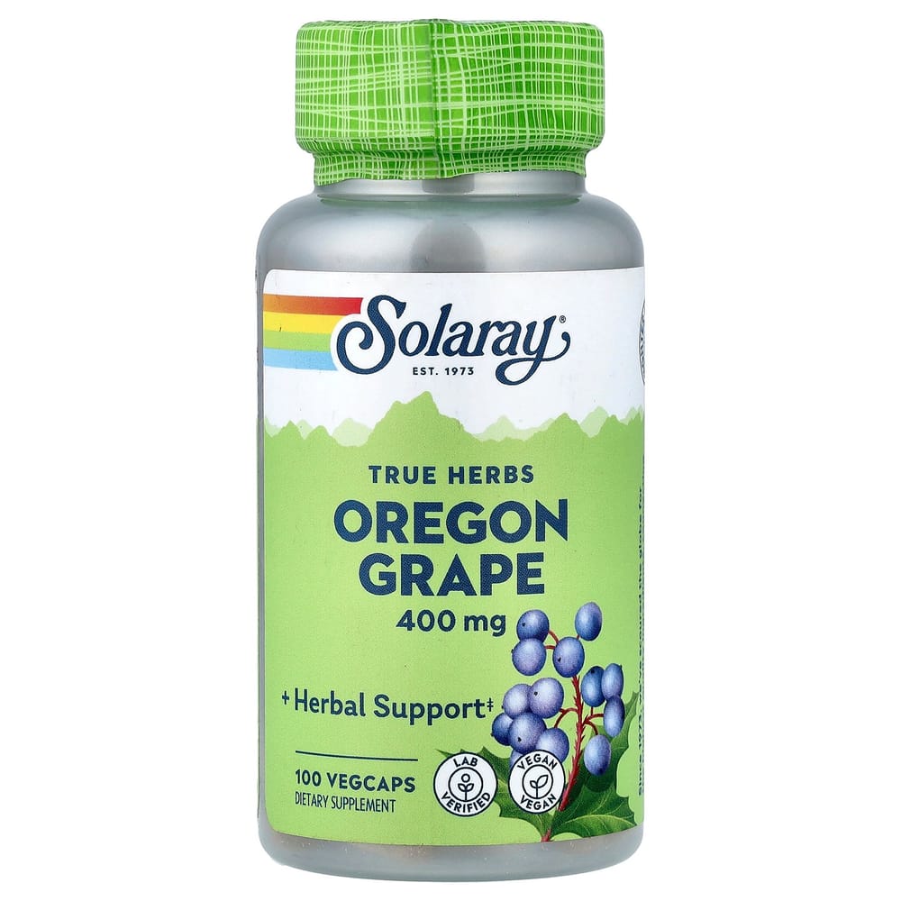 Solaray True Herbs Oregon Grape 400mg Veggie Capsules, 100 Count