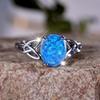 Fashionable Commuting Egg Shaped Blue Border Cross Ring