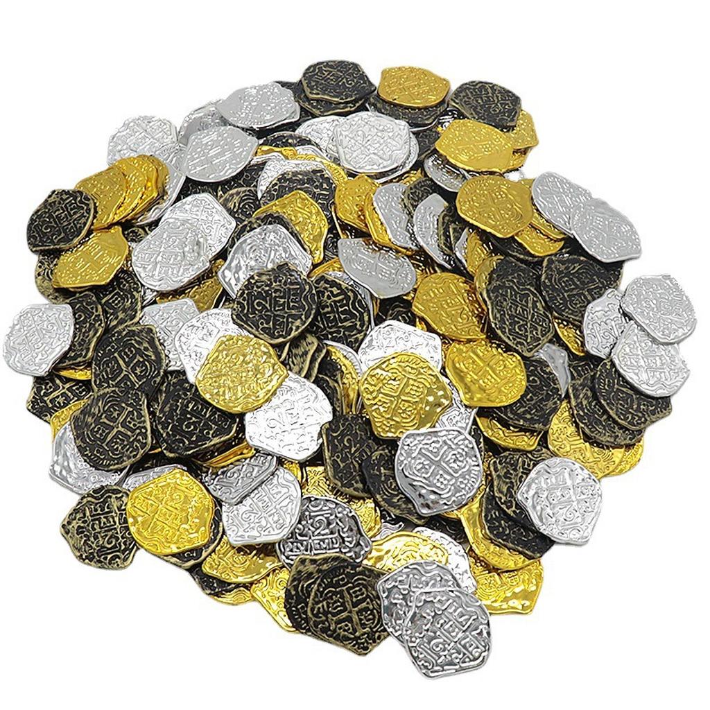 100pcs Retro Pirate Coin Party Supplies Gift Kids Favor Birthday Toys Halloween Decor Fake Treasure Plastic Game Coin