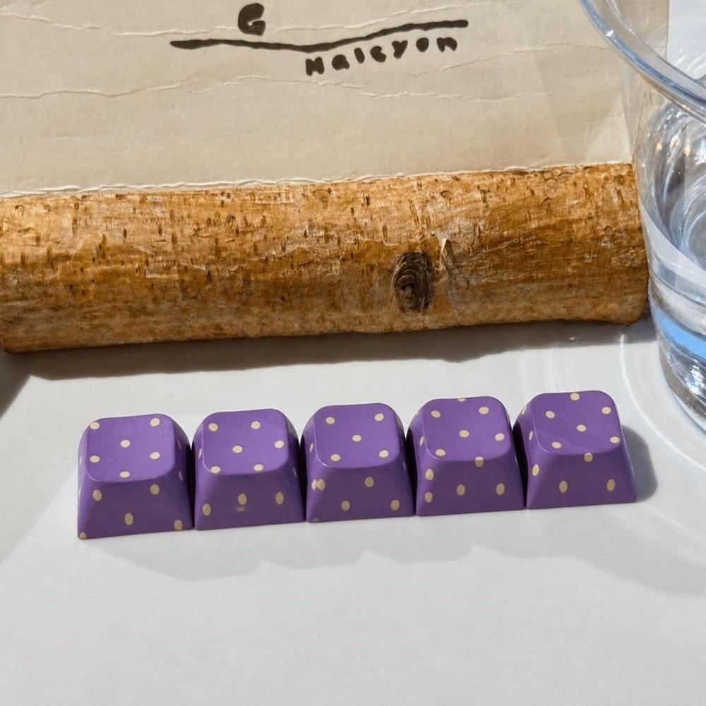 5 Pcs Novelty Design Polka Dot Keycaps Handmade Craft Switch Tester Keychain Keyboard DIY