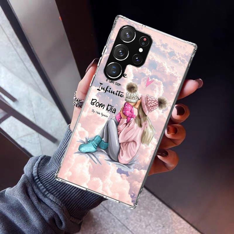 Girl Super Baby Mom Pink Phone Case For Samsung Galaxy S23 S24 S25 Edge S26 Ultra S22 + S21 Plus S20 FE Cover Silicone Print She