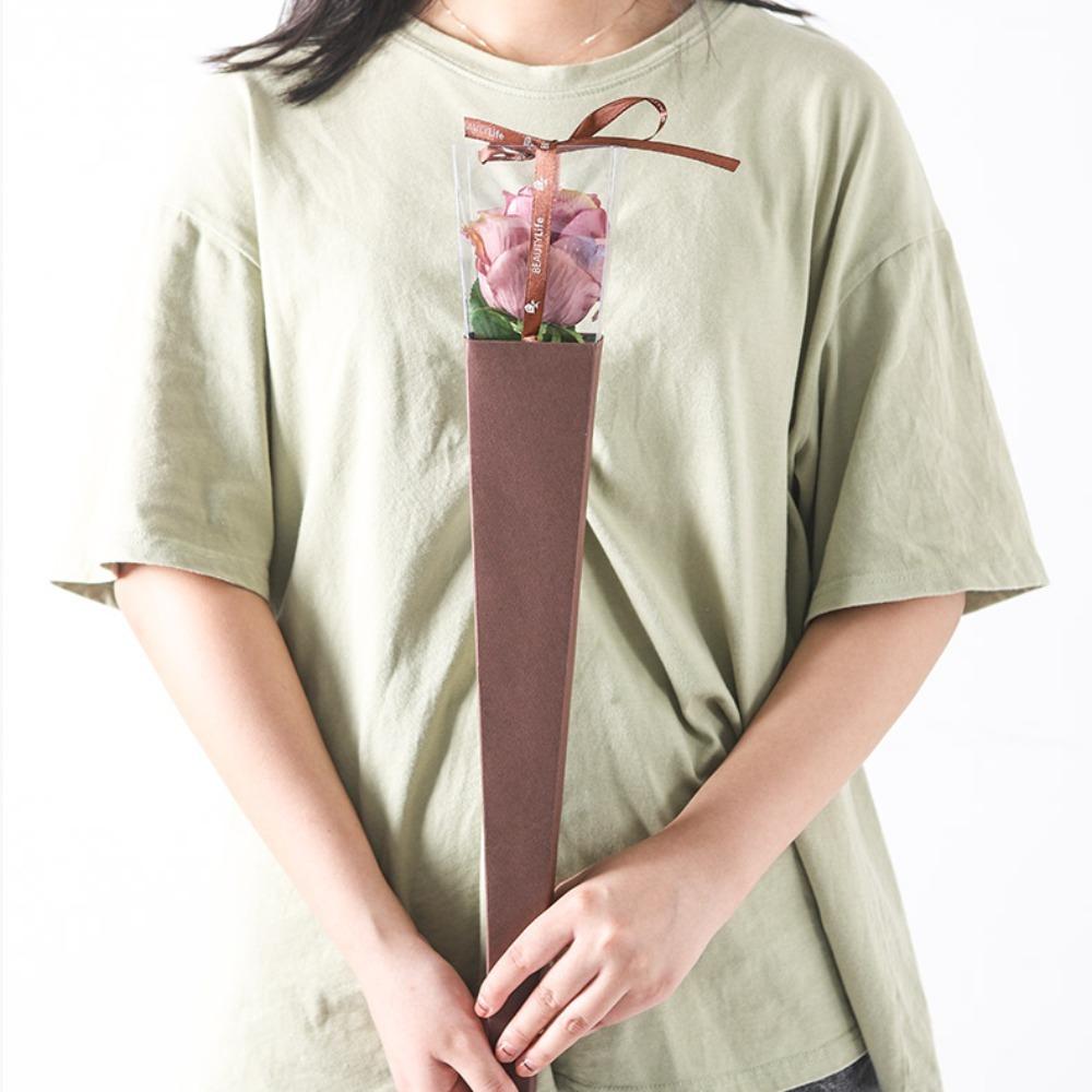 10Pcs Single Rose Bouquet Wrapping Paper Plastic Triangular Box  for Flowers Valentine's Day