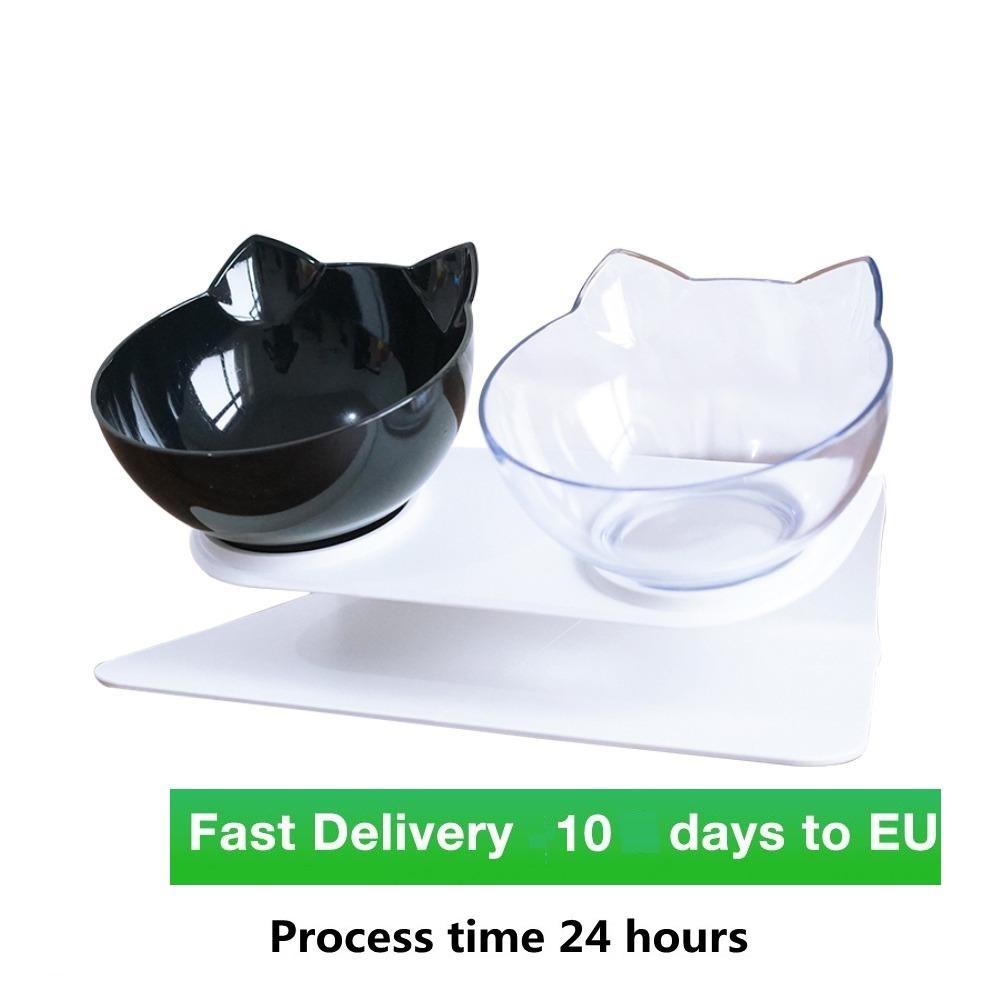 Противоскользящая двухслойная миска для кошек и собак, противоскользящая с подставкой, миска для кормления кошек, миска для корма кошек, кормушка для собак