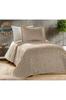 Brillance Quilted Bedspread Set 2 Pcs, Coverlet 180x240, Pillowcase 50x70, Soft Velvet Fabric, Queen Size, Cappucino