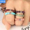 4mm Natural Stone Elastic String Beaded Ring Adjustable Niche Personality Ring