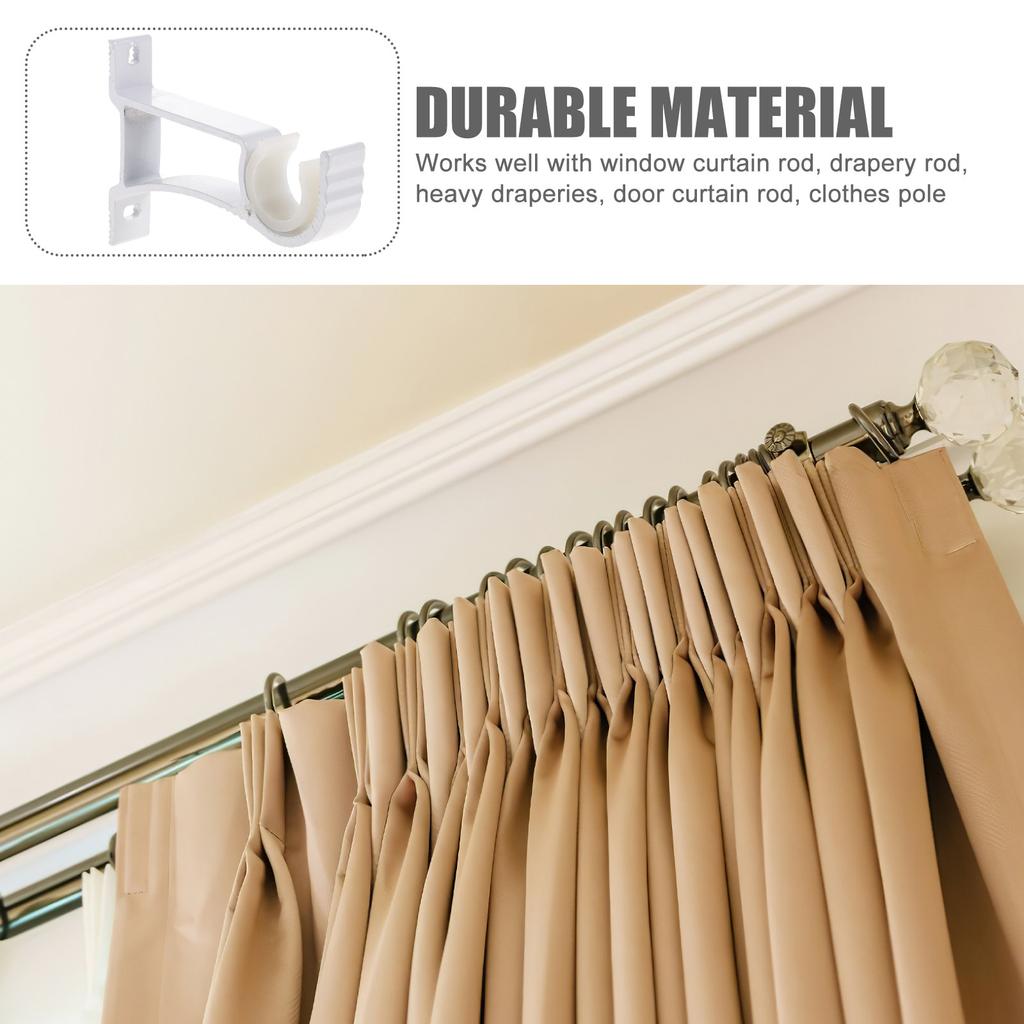 4Pcs Thickened Aluminum Alloy Curtain Rod Brackets Professional Heavy Duty Curtain Holders for Wall Mount Blind Rod Support
