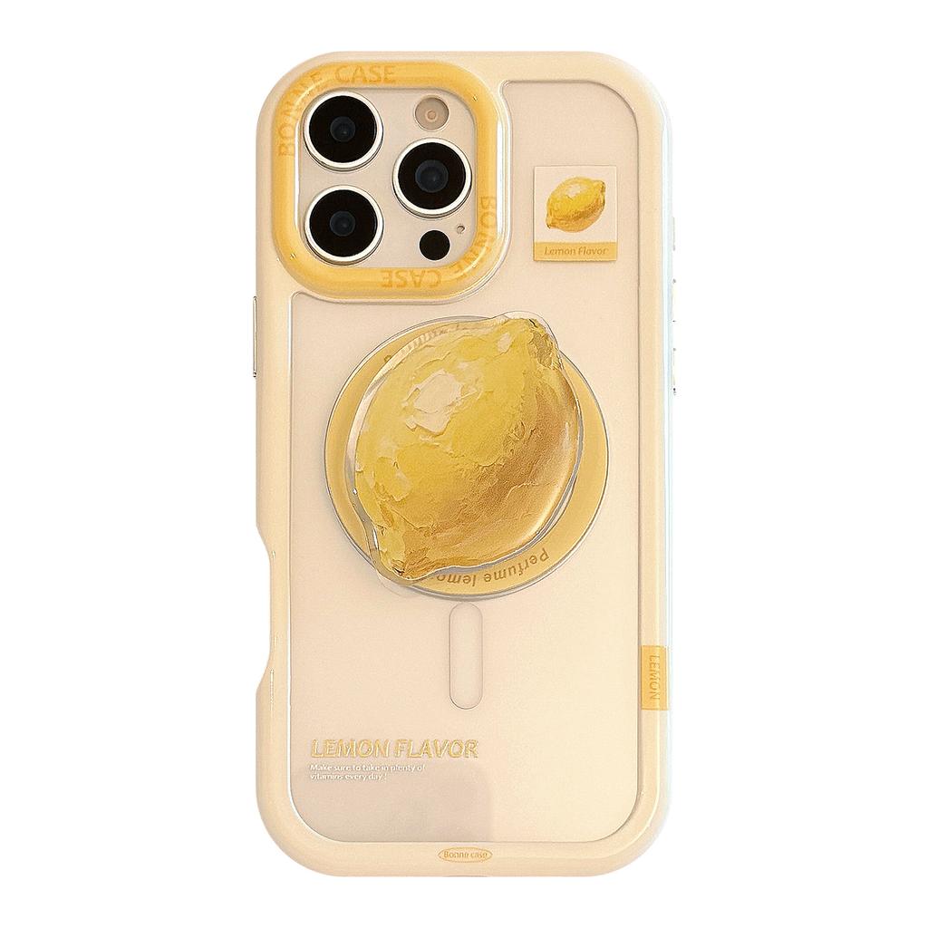 Summer Yellow Lemon Magnetic Stent Applicable To IPhone16ProMax Apple 15 Mobile Phone Case Acrylic