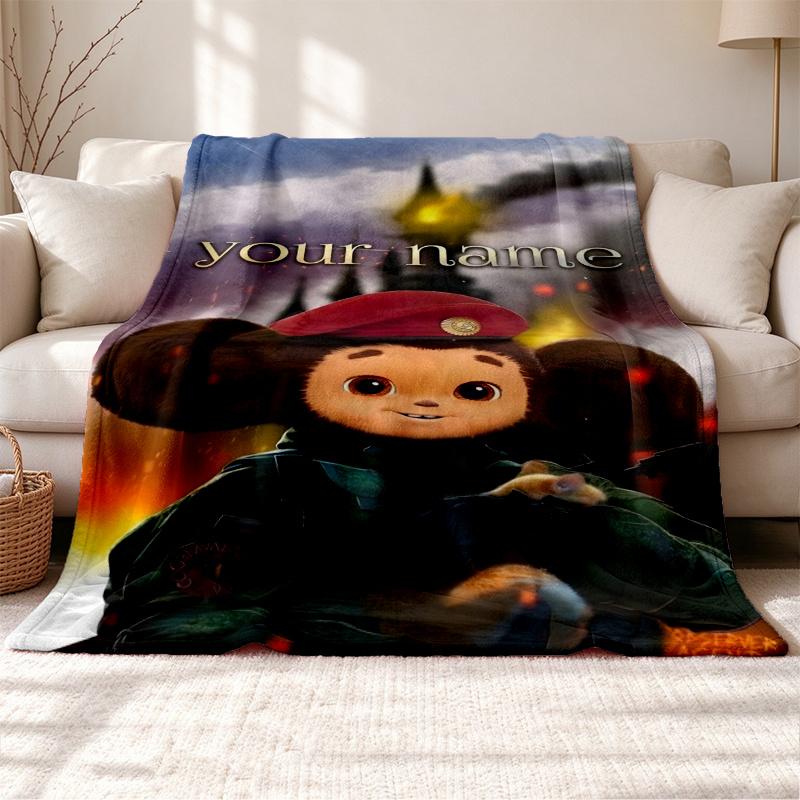 Cheburashka Customizable name outdoor blanket soft cozy and warm Multi-purpose office blanket outdoor camping and travel blanket all