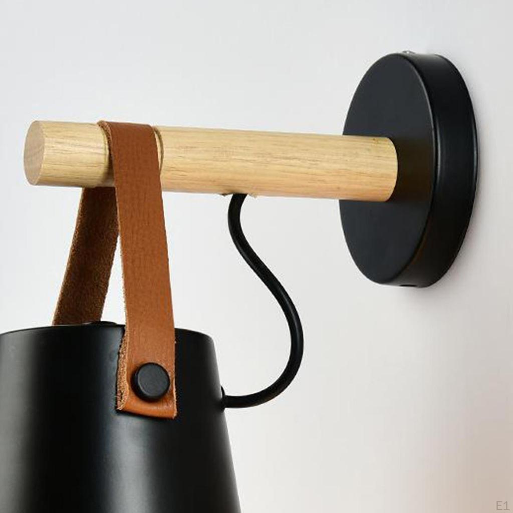 Sconce Modern Wooden Leather Decorative Lamps E27 Base Lighting Fixture for Living Room Bedroom