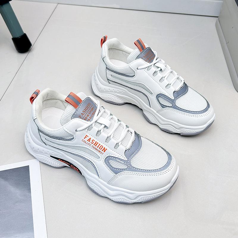 Women's Casual Platform Sneakers Anti-slip Lace-Up Chunky Walking Shoes Tennis Sports Shoes Athletic Female Outdoor Mesh Breathable Running Sneakers