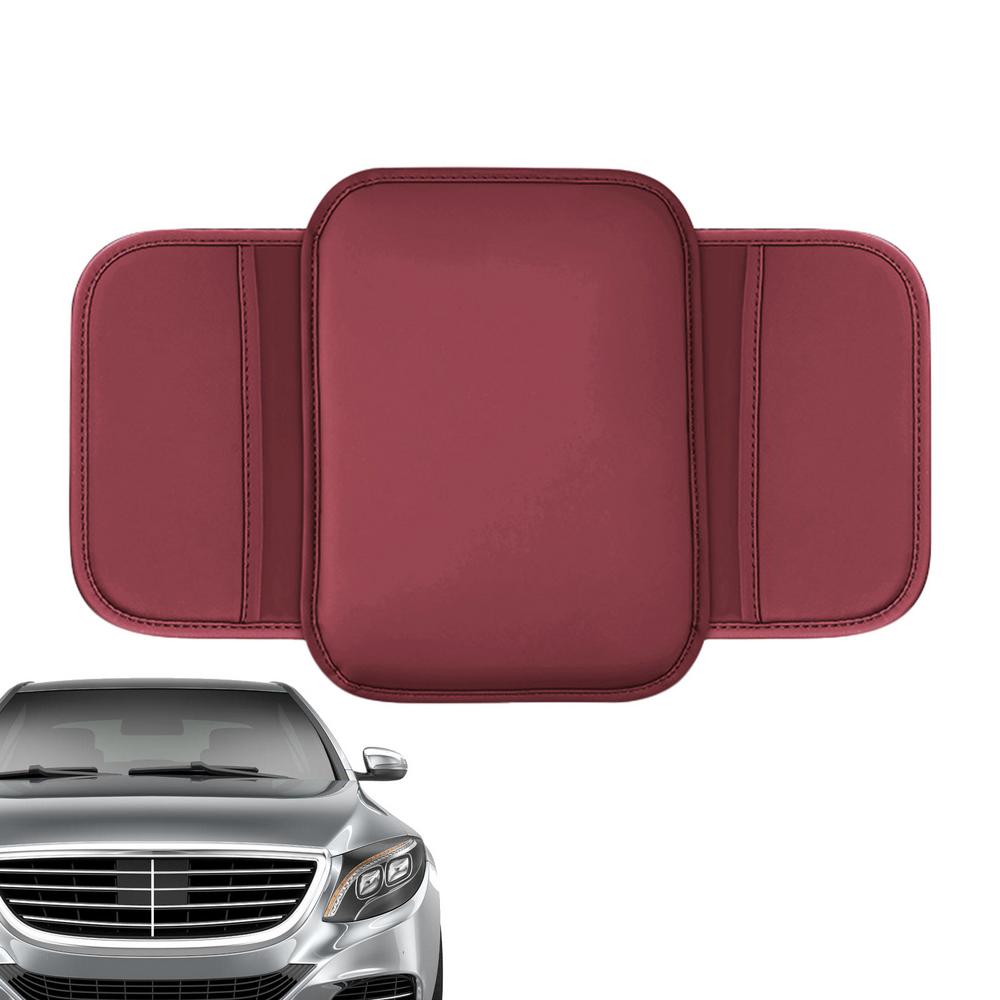 Car Armrest Cover PU Leather Waterproof Armrest Box Mat Center Console Mat Wear-Resistant Arm Rest Cushion Center Console