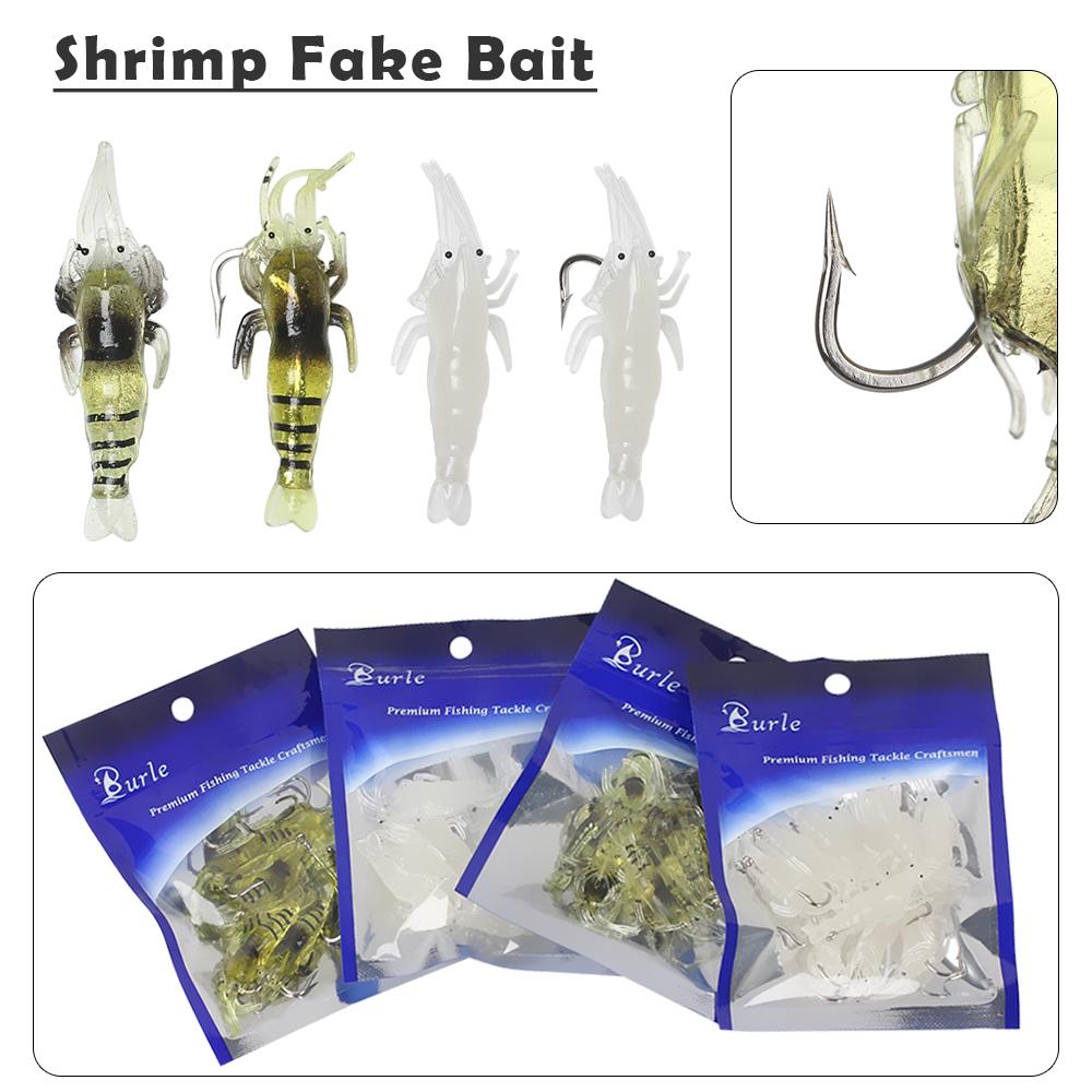 10Pcs New Soft Creative Shrimp Fake Bait Hook Worm Silicone Prawn Lure Sea Fishing
