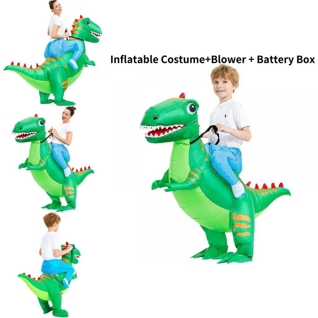 Праздничный зеленый надувной костюм динозавра на Хэллоуин. Идеально подходит для детей и взрослых.