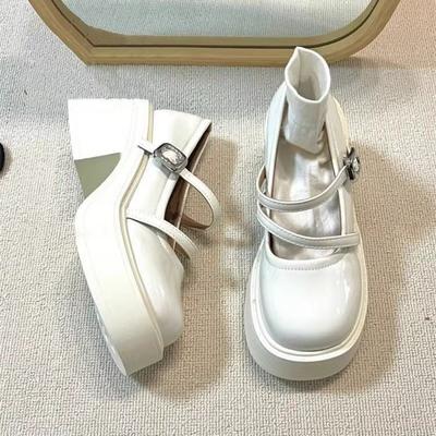 Туфли Мэри Джейн на круглой платформе французского ретро, женские, кожаные, новинка 2025 года, британский стиль, толстый каблук, высокие каблуки