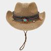 Европейский и американский этнический стиль ретро летняя дышащая соломенная шляпа с блестками и козырьком для женщин с ветрозащитной веревкой для путешествий на пляж