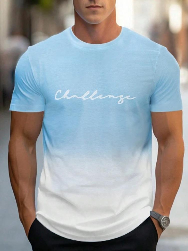 New Summer Casual Men's 3D Printed Gradient Short-sleeved Top Outdoor Sports Men's T-shirt Street Fashion T-shirt Letter Mens Top