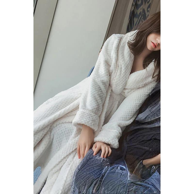 Фланелевый парный ночной халат осень-зима теплая пижама большого размера ночная рубашка халат с длинным рукавом пояс коралловый бархат домашний халат