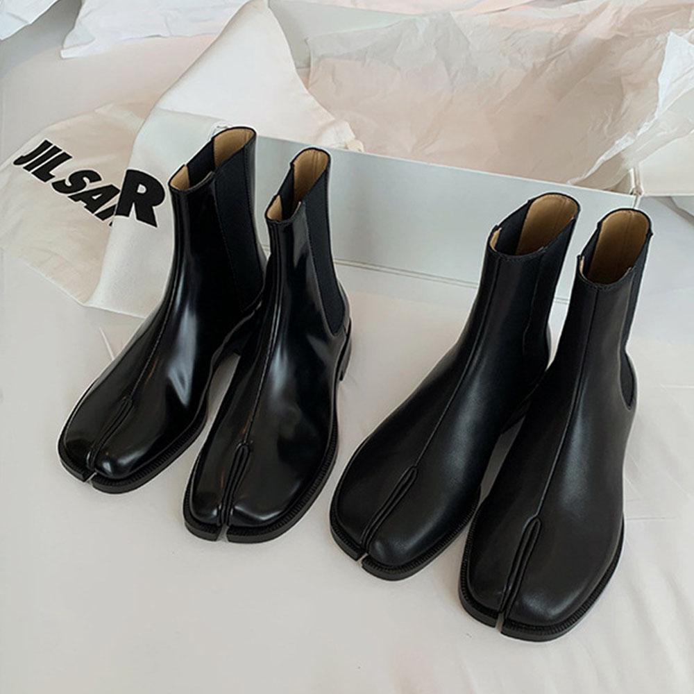 Ботинки челси с раздельным носком для женщин, абсолютно новые, осенне-зимние, современные женские ботильоны на низком каблуке, женская обувь