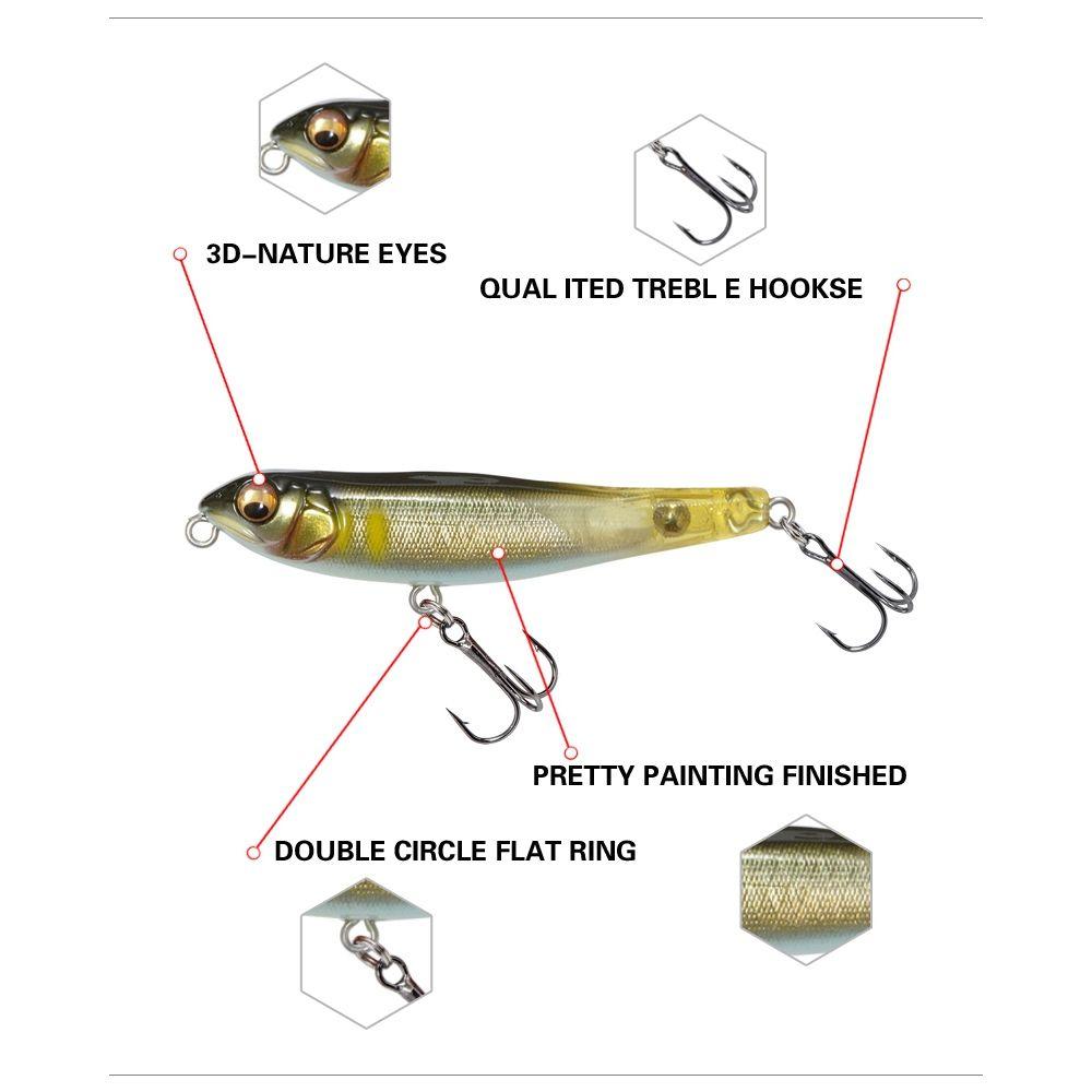 Outdoor Tackle Useful Minnow Lures Pencil Baits with Steel Ball Fish Hooks Winter Fishing