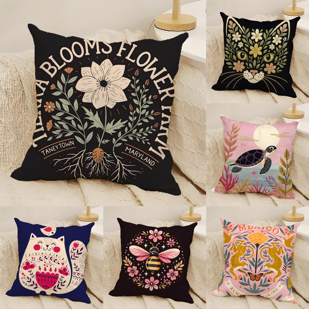 Abstract Natural Animal For Home Decor Pillow Case Cotton Linen Fabric Square Zipper Pillowcase Home Decorative Living Room