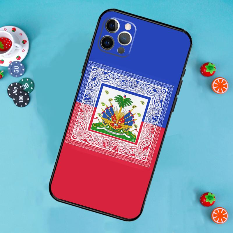 Vintage Haiti Haitian Flag Phone Case For iPhone 16 15 14 13 12 11 Pro Max XR XS X Plus Mini Bumper Cover Capa