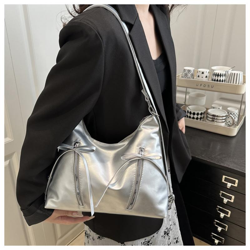 Retro Large Capacity Soft Leather Tote Bag With Knot Casual Double Shoulder Bag Trendy Sle Women'S Handbag