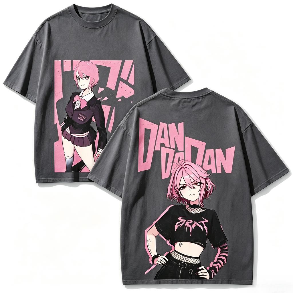 New Dandadan Anime T-Shirt with Big Character Print Front and Back, White, Short Sleeve, 2026