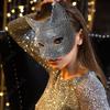 Маска на пол-лица кошки-девочки, набор перчаток, стразы, реквизит для косплея, маска для лица кошки-женщины, костюм для Хэллоуина, костюм для вечеринки