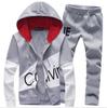 Men's 2025 Spring Korean Slim Fit Cardigan & Hoodie Sweatpants Set with Letter Accents